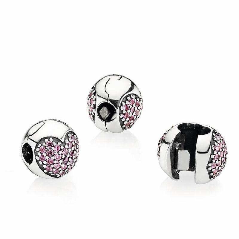 Pandora Love Of My Life Clip Charm Ireland - Sterling Silver/Pink/Cubic Zirconia - 531490BDV